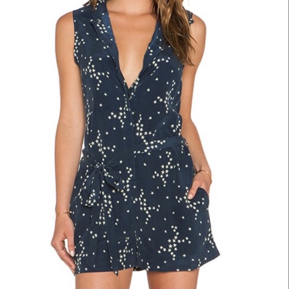 Equipment Sleeveless Silk Star-Print Romper